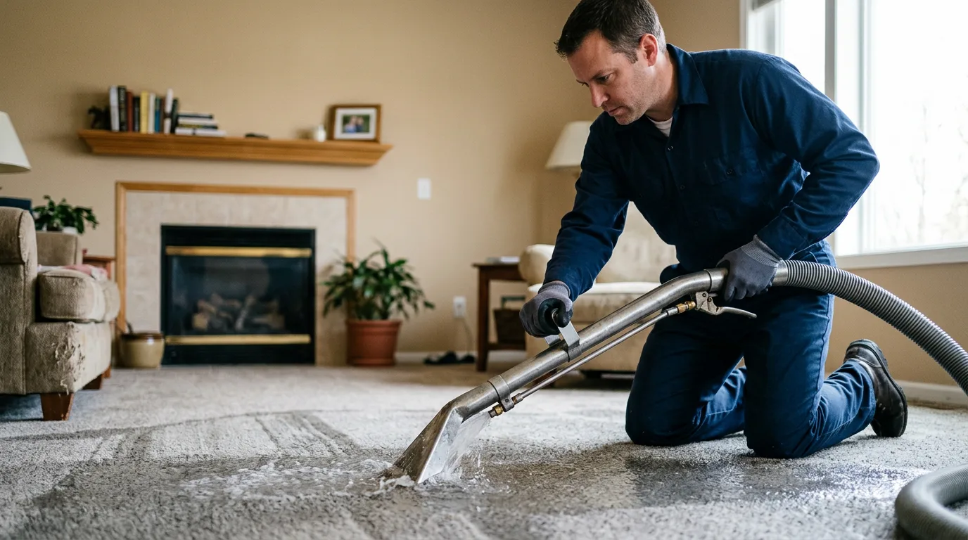 Water damage restoration technician working near Downey, ID